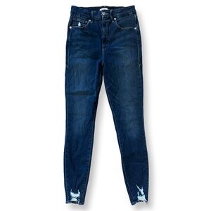 Good American Dark Wash Distressed Skinny Jeans Size 8/29 EUC